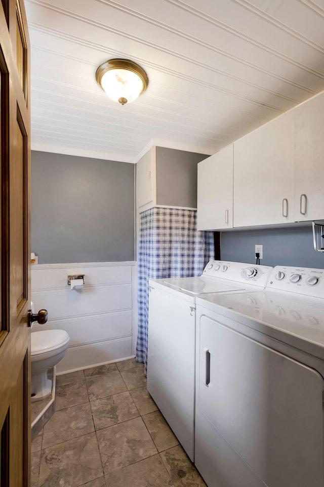 7464 Harrington Pl, Lyles, TN 37098 - laundry room with separate washer and dryer and wainscoting