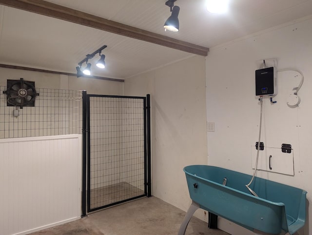 7464 Harrington Pl, Lyles, TN 37098 - miscellaneous room featuring concrete floors and beamed ceiling