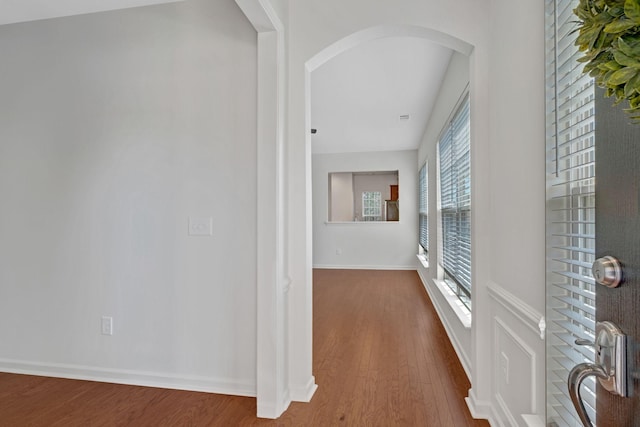347 Blockade Ln, Mount Juliet, TN 37122 - corridor with arched walkways, wood finished floors, and baseboards