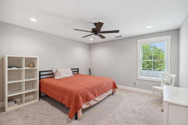 8035 Auburntown Rd, Auburntown, TN 37016 - bedroom featuring carpet floors, recessed lighting, baseboards, and a ceiling fan