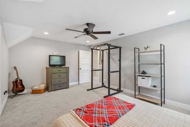 8035 Auburntown Rd, Auburntown, TN 37016 - carpeted bedroom with recessed lighting, baseboards, and ceiling fan