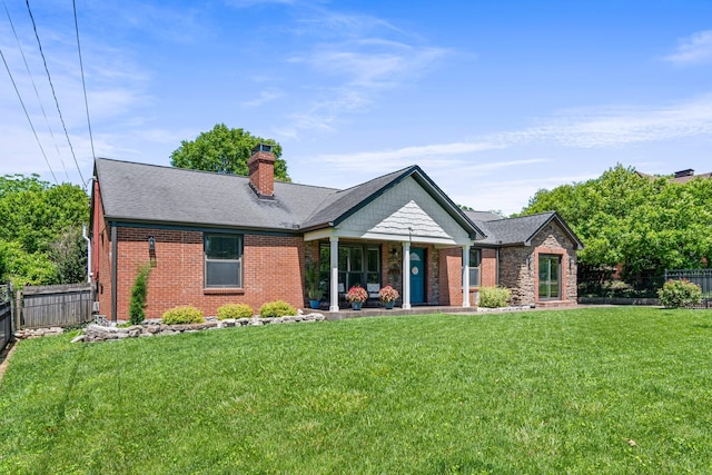1135 Riverwood Dr, Nashville, TN 37216 - view of front of house featuring a chimney, brick siding, roof with shingles, and a porch