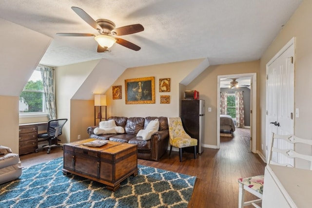 3130 Valley Bend Rd, Murfreesboro, TN 37129 - living area featuring a ceiling fan, a desk, and wood finished floors