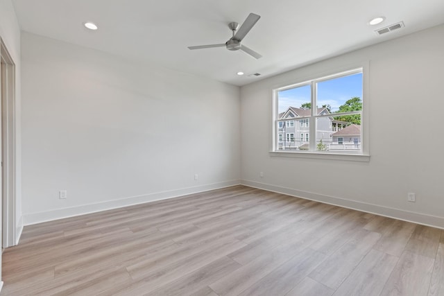 5509 Urbandale Ave, Nashville, TN 37209 - empty room with light wood finished floors, ceiling fan, baseboards, and recessed lighting