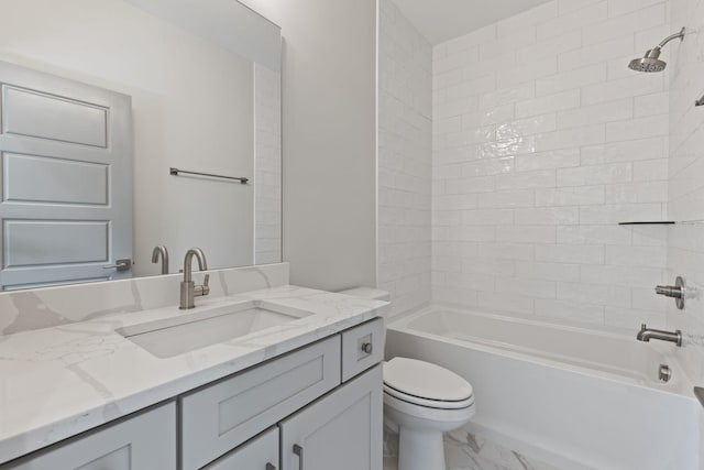5509 Urbandale Ave, Nashville, TN 37209 - bathroom featuring toilet, vanity, marble finish flooring, and bathing tub / shower combination