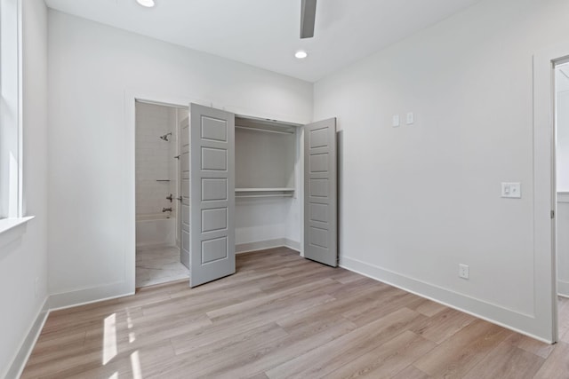 5509 Urbandale Ave, Nashville, TN 37209 - unfurnished bedroom featuring light wood-type flooring, a closet, recessed lighting, baseboards, and ensuite bath