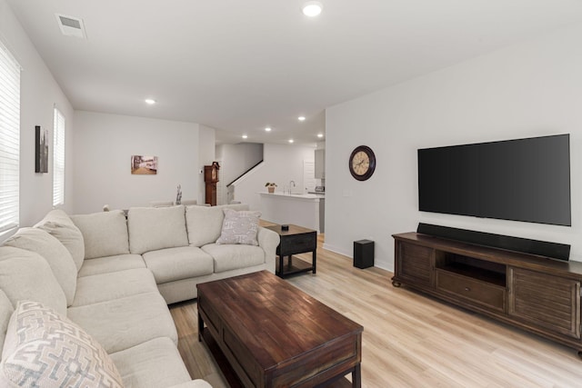503 Gingerwood Ln, Hendersonville, TN 37075 - living room with light wood-style floors, recessed lighting, stairway, and baseboards