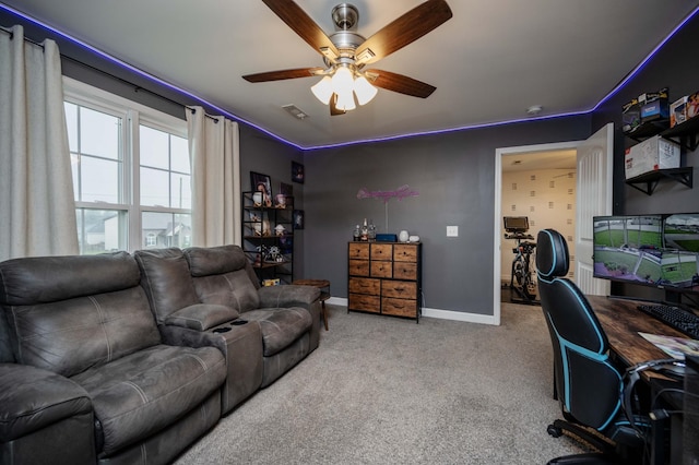 4526 Culpepper Cir, Murfreesboro, TN 37129 - carpeted office with a ceiling fan and baseboards