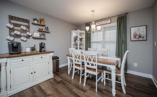 4526 Culpepper Cir, Murfreesboro, TN 37129 - dining space with a chandelier, dark wood-type flooring, and baseboards