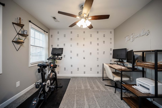 4526 Culpepper Cir, Murfreesboro, TN 37129 - carpeted office featuring a ceiling fan and baseboards