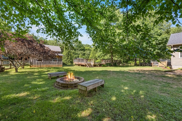 346 Lynnford Dr, Murfreesboro, TN 37128 - view of yard with an outdoor fire pit and a deck