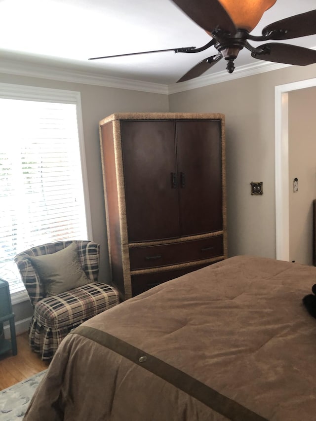 470 Askin Ln, Baxter, TN 38544 - bedroom featuring crown molding, wood finished floors, and a ceiling fan