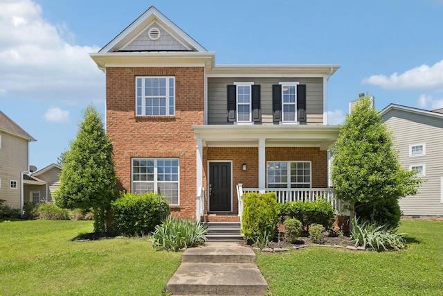3511 Blaze Dr, Murfreesboro, TN 37128 - view of front of property with brick siding, a front yard, and covered porch