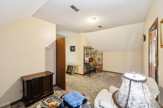 505 Shirley Rd, Smyrna, TN 37167 - living area featuring vaulted ceiling, carpet floors, baseboards, and a textured ceiling