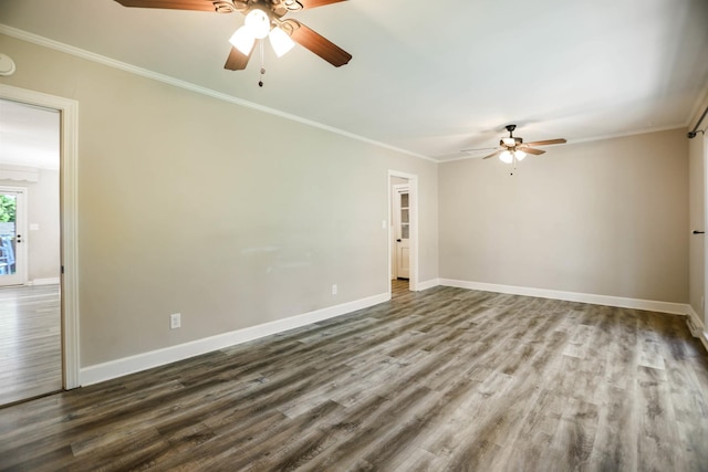 1625 Shady Cir, Lebanon, TN 37087 - unfurnished room featuring ceiling fan, baseboards, wood finished floors, and ornamental molding