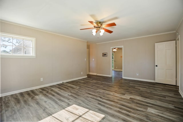 1625 Shady Cir, Lebanon, TN 37087 - spare room with ornamental molding, a ceiling fan, wood finished floors, and baseboards
