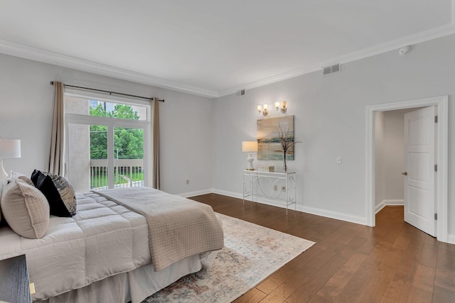 110 31st Ave N Unit 301, Nashville, TN 37203 - bedroom with ornamental molding, access to outside, wood-type flooring, and baseboards