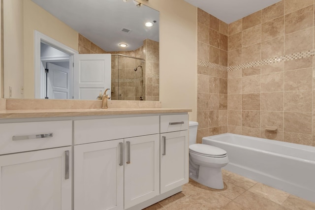 110 31st Ave N Unit 301, Nashville, TN 37203 - bathroom featuring vanity, toilet, tub / shower combination, and tile patterned flooring
