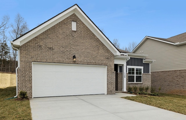 126 Cades Blf, Lebanon, TN 37087 - single story home with brick siding, concrete driveway, an attached garage, and board and batten siding