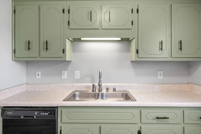 337 Atlantic Ave, Oak Grove, KY 42262 - kitchen with green cabinets, dishwasher, a sink, and light countertops