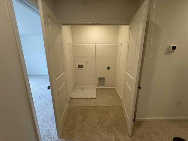 410 Blair Rd, Smyrna, TN 37167 - laundry room featuring carpet flooring, hookup for an electric dryer, hookup for a washing machine, and baseboards