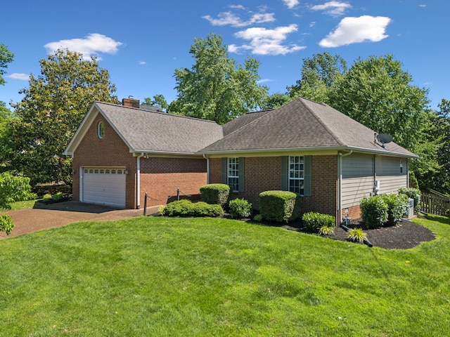 4348 Oakcrest Ln, Hermitage, TN 37076 - view of front of property with brick siding, a garage, asphalt driveway, and a front lawn