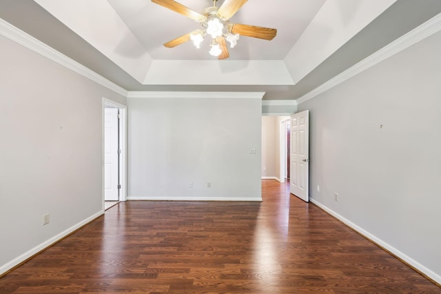 4348 Oakcrest Ln, Hermitage, TN 37076 - unfurnished room featuring a raised ceiling, ceiling fan, wood finished floors, baseboards, and ornamental molding