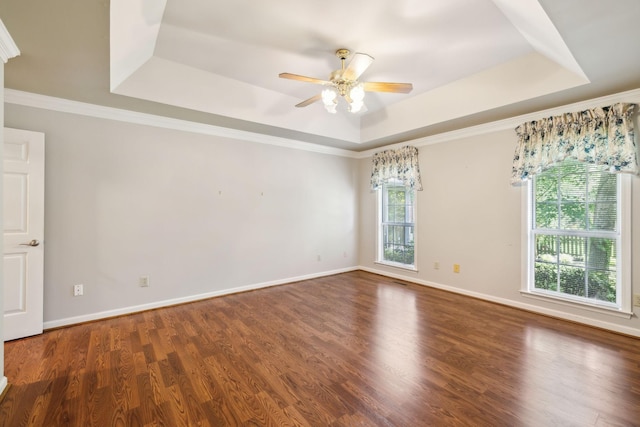 4348 Oakcrest Ln, Hermitage, TN 37076 - unfurnished room featuring a raised ceiling, a ceiling fan, wood finished floors, and baseboards