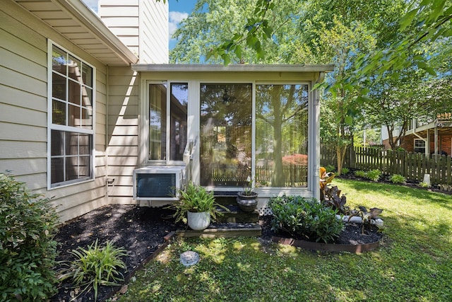 4348 Oakcrest Ln, Hermitage, TN 37076 - view of side of home featuring cooling unit and a sunroom