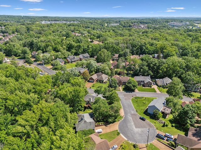 4348 Oakcrest Ln, Hermitage, TN 37076 - aerial perspective of suburban area with a heavily wooded area