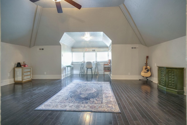 712 W Main St, Franklin, TN 37064 - additional living space with vaulted ceiling, ceiling fan, hardwood / wood-style floors, and baseboards