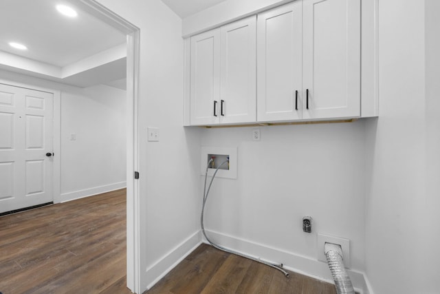 176 Kirby Dr, Clarksville, TN 37042 - washroom featuring cabinet space, dark wood-style flooring, baseboards, washer hookup, and recessed lighting