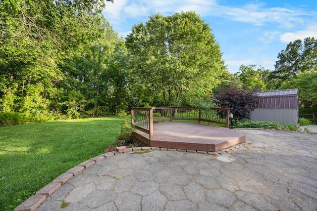 176 Kirby Dr, Clarksville, TN 37042 - view of patio featuring a wooden deck and an outbuilding