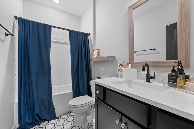 894 Plowson Rd, Mount Juliet, TN 37122 - full bathroom featuring vanity, shower / bath combo, toilet, and tile patterned floors