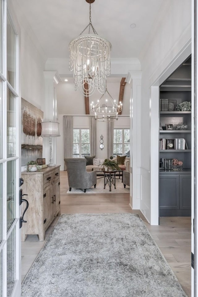 9906 Amarosa Ct, Brentwood, TN 37027 - interior space featuring ornamental molding, a chandelier, and wood finished floors