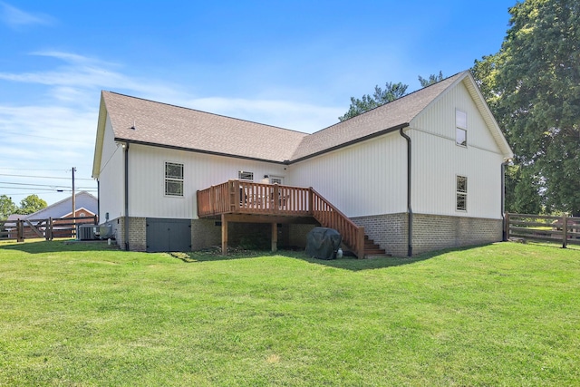 600 S Tunnel Rd, Gallatin, TN 37066 - back of property featuring a deck, a shingled roof, stairs, and brick siding