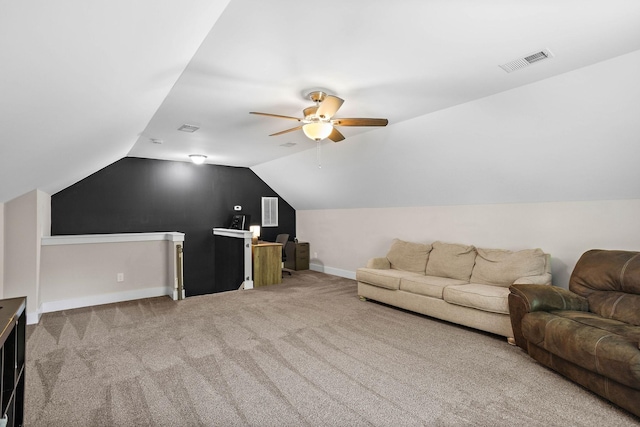 600 S Tunnel Rd, Gallatin, TN 37066 - living room with carpet, lofted ceiling, ceiling fan, and baseboards
