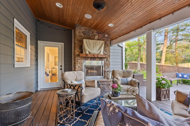 18 Whispering Pines Dr, Signal Mountain, TN 37377 - deck featuring an outdoor living space with a fireplace