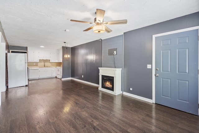 1903 Fern Dr Unit 1903-1905, Murfreesboro, TN 37130 - unfurnished living room with baseboards, dark wood-type flooring, ceiling fan, and a sink