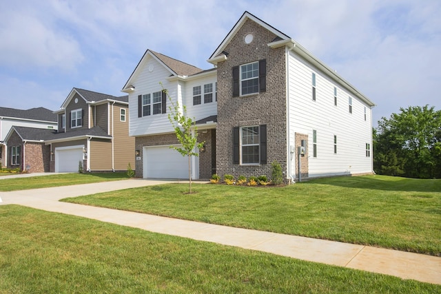 124 W Cassa Way, Mount Juliet, TN 37122 - view of front of house featuring brick siding, concrete driveway, an attached garage, and a front lawn