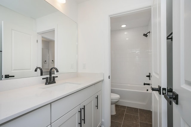 124 W Cassa Way, Mount Juliet, TN 37122 - full bathroom with toilet, vanity,  shower combination, recessed lighting, and tile patterned flooring