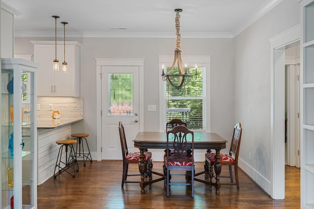 7112 Pepper Tree Cir, Fairview, TN 37062 - dining area with crown molding, dark wood-style floors, and baseboards
