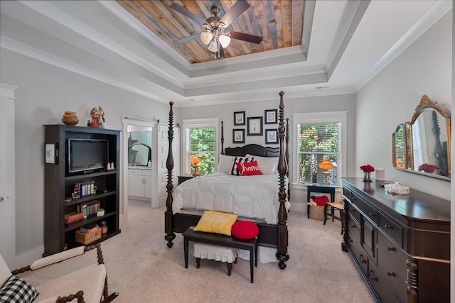 7112 Pepper Tree Cir, Fairview, TN 37062 - bedroom with a tray ceiling, light carpet, and ornamental molding