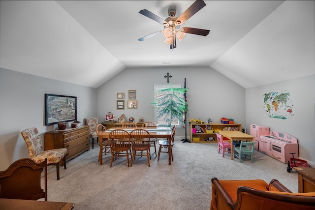 7112 Pepper Tree Cir, Fairview, TN 37062 - rec room featuring carpet floors, lofted ceiling, and ceiling fan