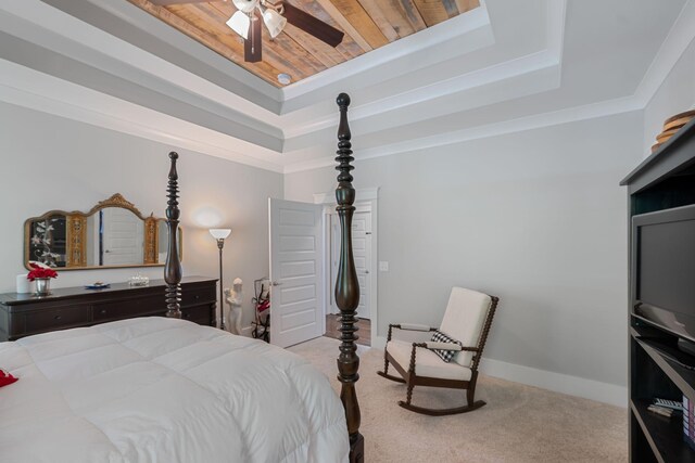 7112 Pepper Tree Cir, Fairview, TN 37062 - carpeted bedroom featuring a tray ceiling, wooden ceiling, and baseboards