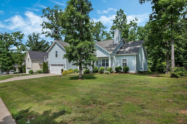 7112 Pepper Tree Cir, Fairview, TN 37062 - view of front of house with a garage, a chimney, concrete driveway, and a front lawn