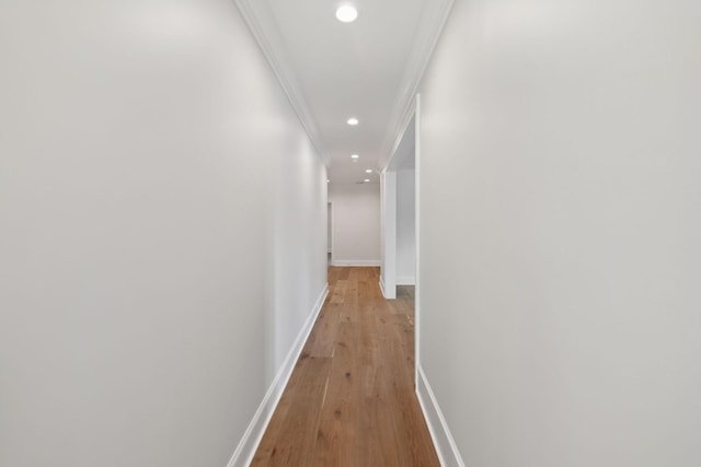 304 Berry Cir, Franklin, TN 37064 - hallway featuring ornamental molding, recessed lighting, light wood finished floors, and baseboards