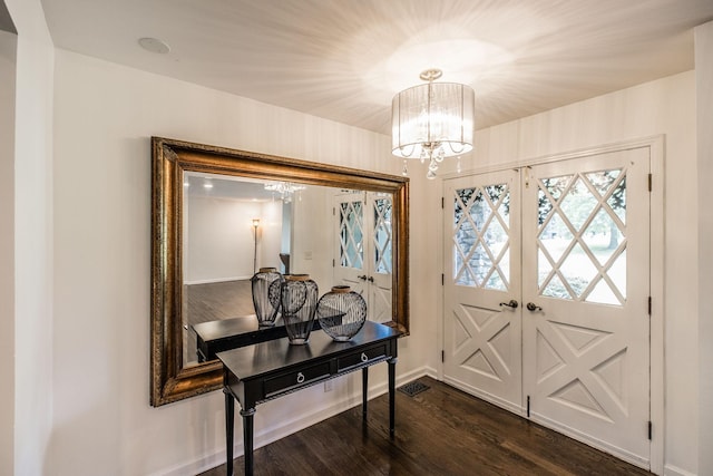 116 Jackson Ln, Hendersonville, TN 37075 - entrance foyer with a chandelier, dark wood-style floors, baseboards, and french doors