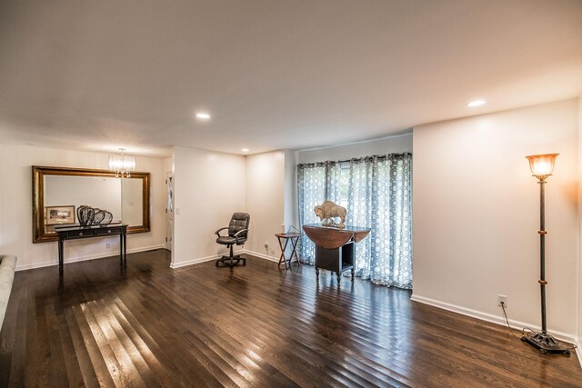 116 Jackson Ln, Hendersonville, TN 37075 - living area with wood finished floors, a chandelier, recessed lighting, and baseboards
