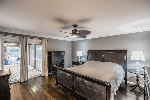 116 Jackson Ln, Hendersonville, TN 37075 - bedroom with access to outside, crown molding, wood finished floors, ceiling fan, and baseboards